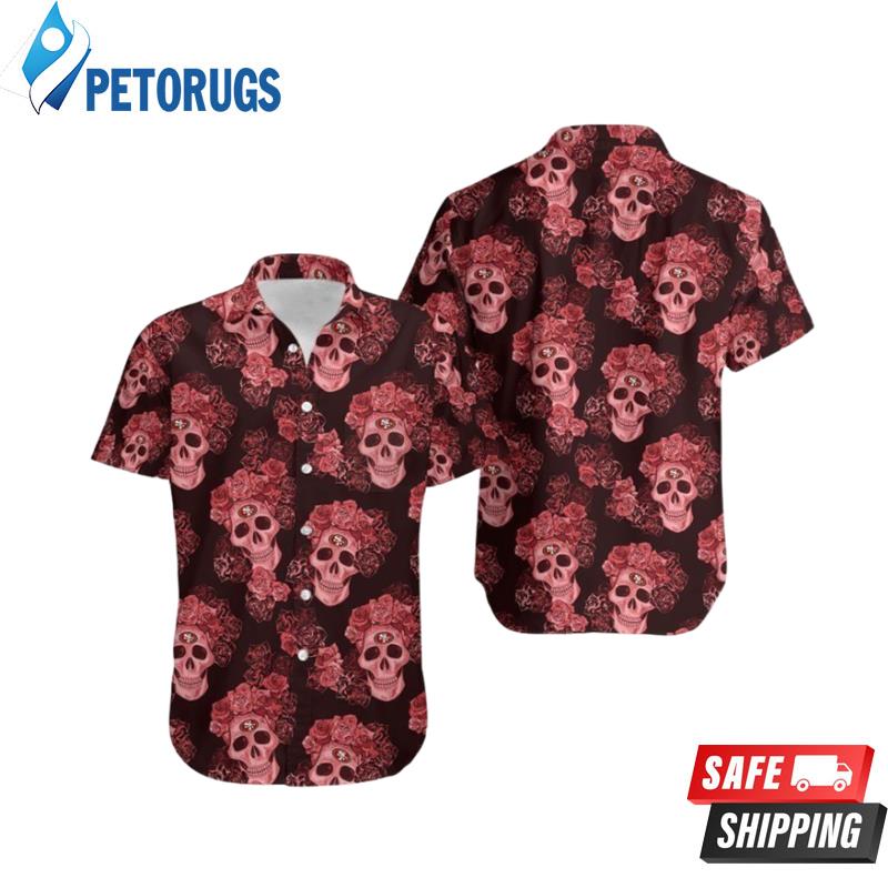 San Francisco 49Ers Mystery Skull And Flower Hawaiian Shirt