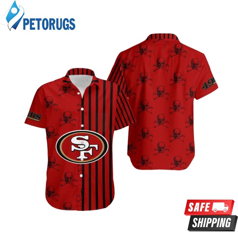 San Francisco 49Ers Stripes And Skull Hawaiian Shirt