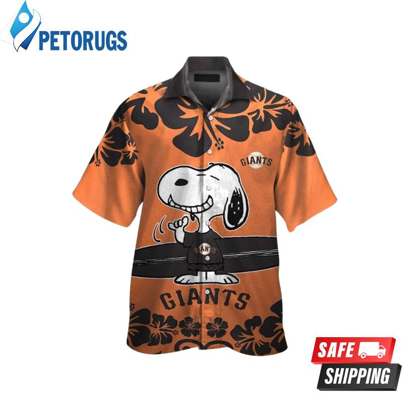 San Francisco Giants Snoopy Short Sleeve Button Up Tropical Hawaiian Shirt