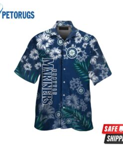 Seattle Mariners Short Sleeve Button Up Tropical Hawaiian Shirt