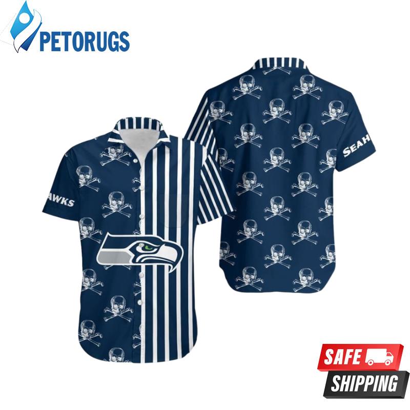 Seattle Seahawks Stripes And Skull Hawaiian Shirt