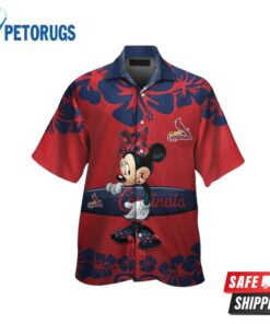 St Louis Cardinals Minnie Mouse Short Sleeve Button Up Tropical Hawaiian Shirt