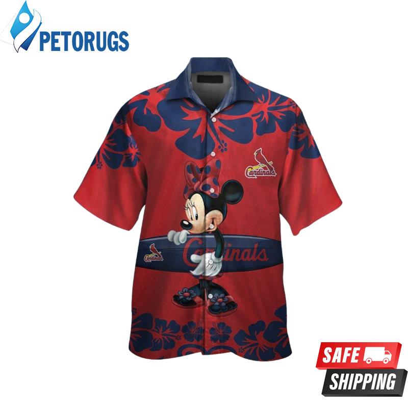 St Louis Cardinals Minnie Mouse Short Sleeve Button Up Tropical Hawaiian Shirt