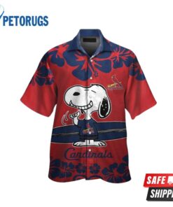 St Louis Cardinals Snoopy Short Sleeve Button Up Tropical Hawaiian Shirt