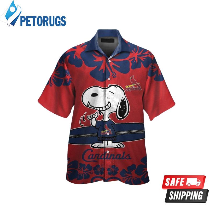 St Louis Cardinals Snoopy Short Sleeve Button Up Tropical Hawaiian Shirt