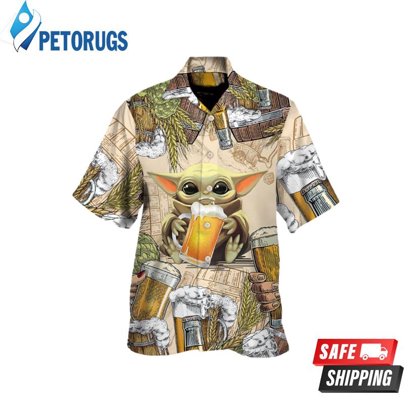 Star Wars Baby Yoda And Beer Wheat Hawaiian Shirt