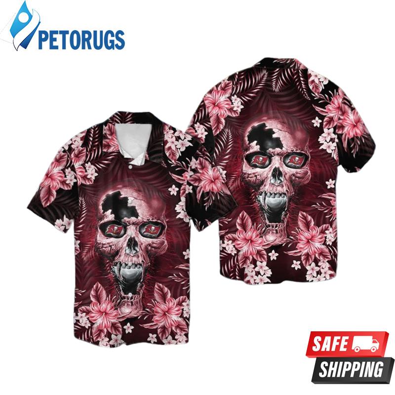 Tampa Bay Buccaneersskull Short Sleeve Button Up Tropical Hawaiian Shirt