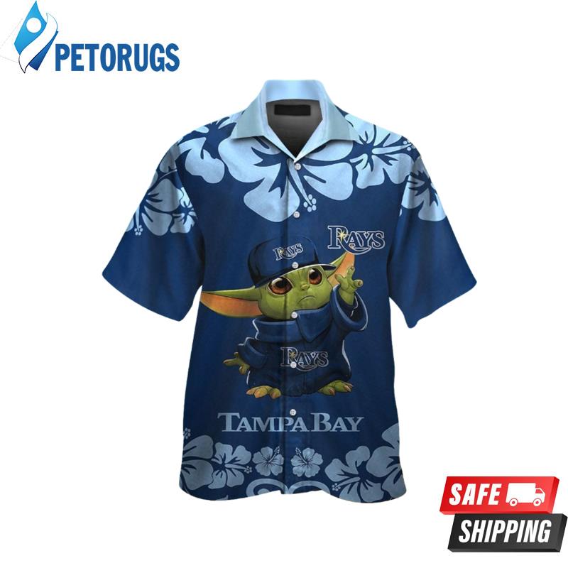 Tampa Bay Rays Baby Yoda Short Sleeve Button Up Tropical Hawaiian Shirt