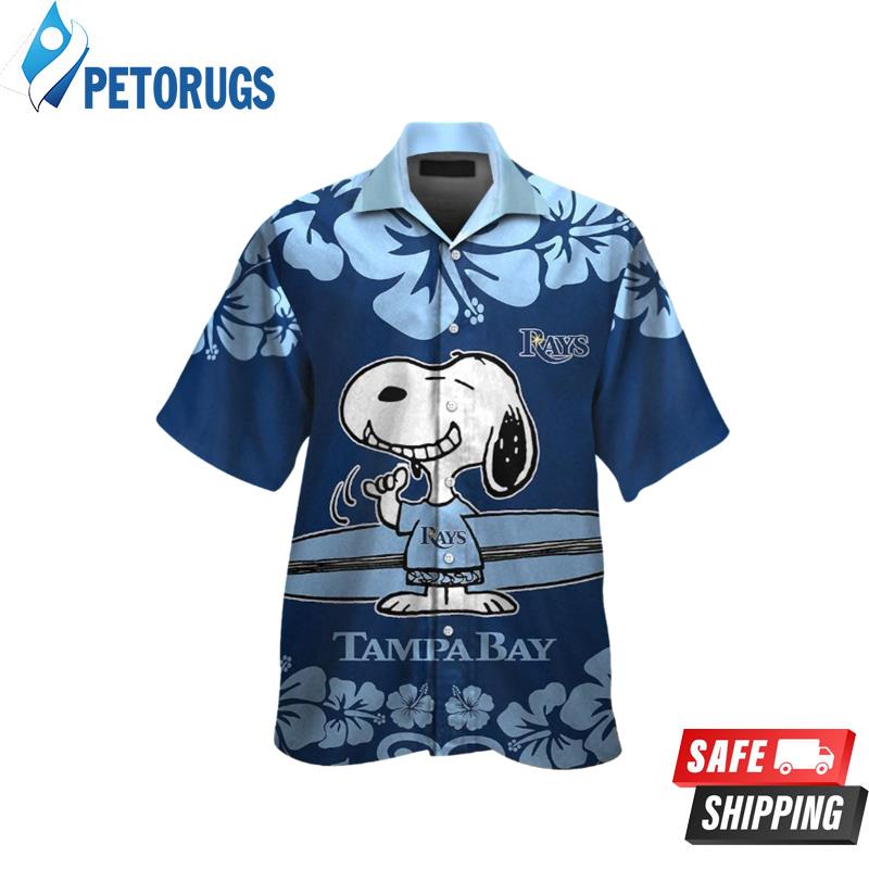 Tampa Bay Rays Snoopy Short Sleeve Button Up Tropical Hawaiian Shirt