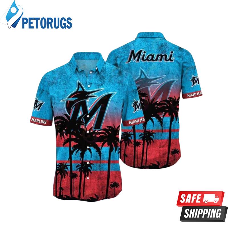Vintage MLB Miami Marlins Aloha Sunset Summer Gift Hawaiian Shirt