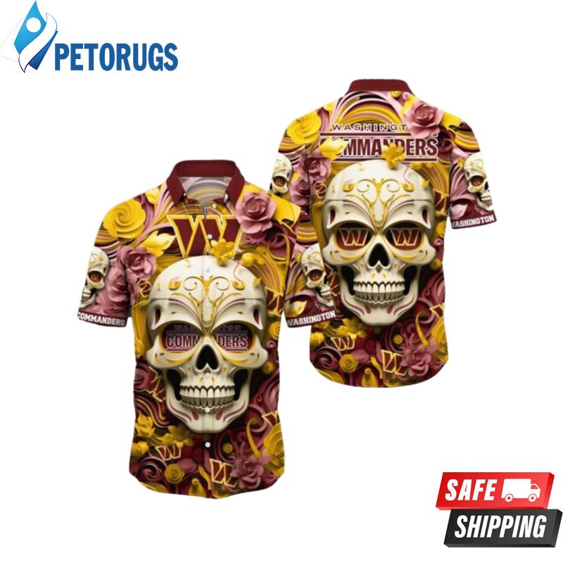 Washington Commanders Halloween Skull 3D Hawaiian Shirt