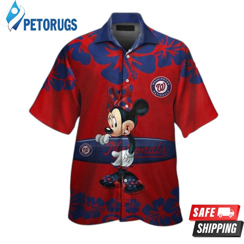 Washington Nationals Minnie Mouse Short Sleeve Button Up Tropical Hawaiian Shirt