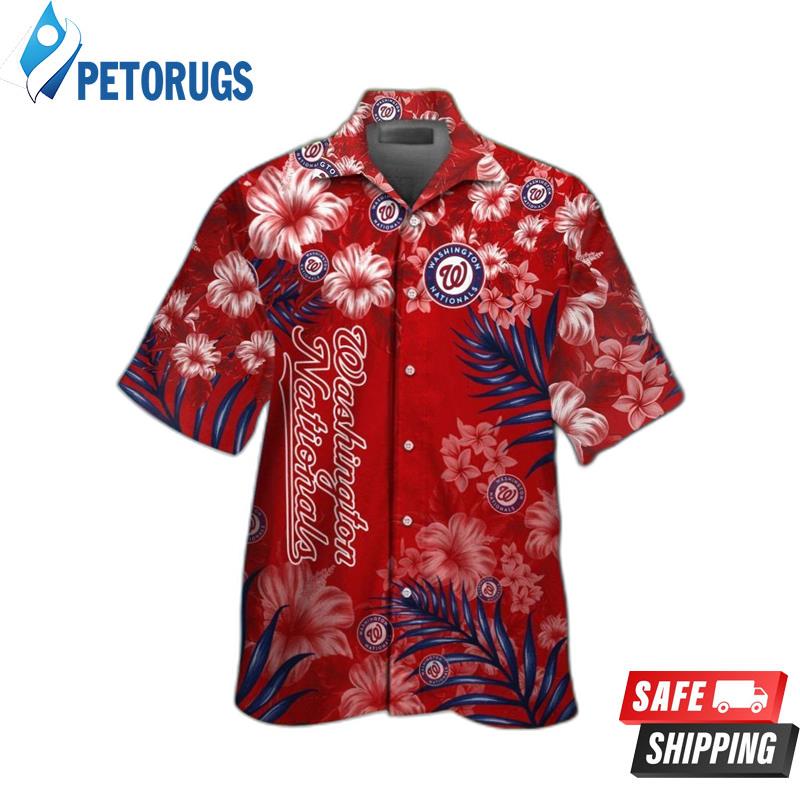 Washington Nationals Short Sleeve Button Up Tropical Hawaiian Shirt